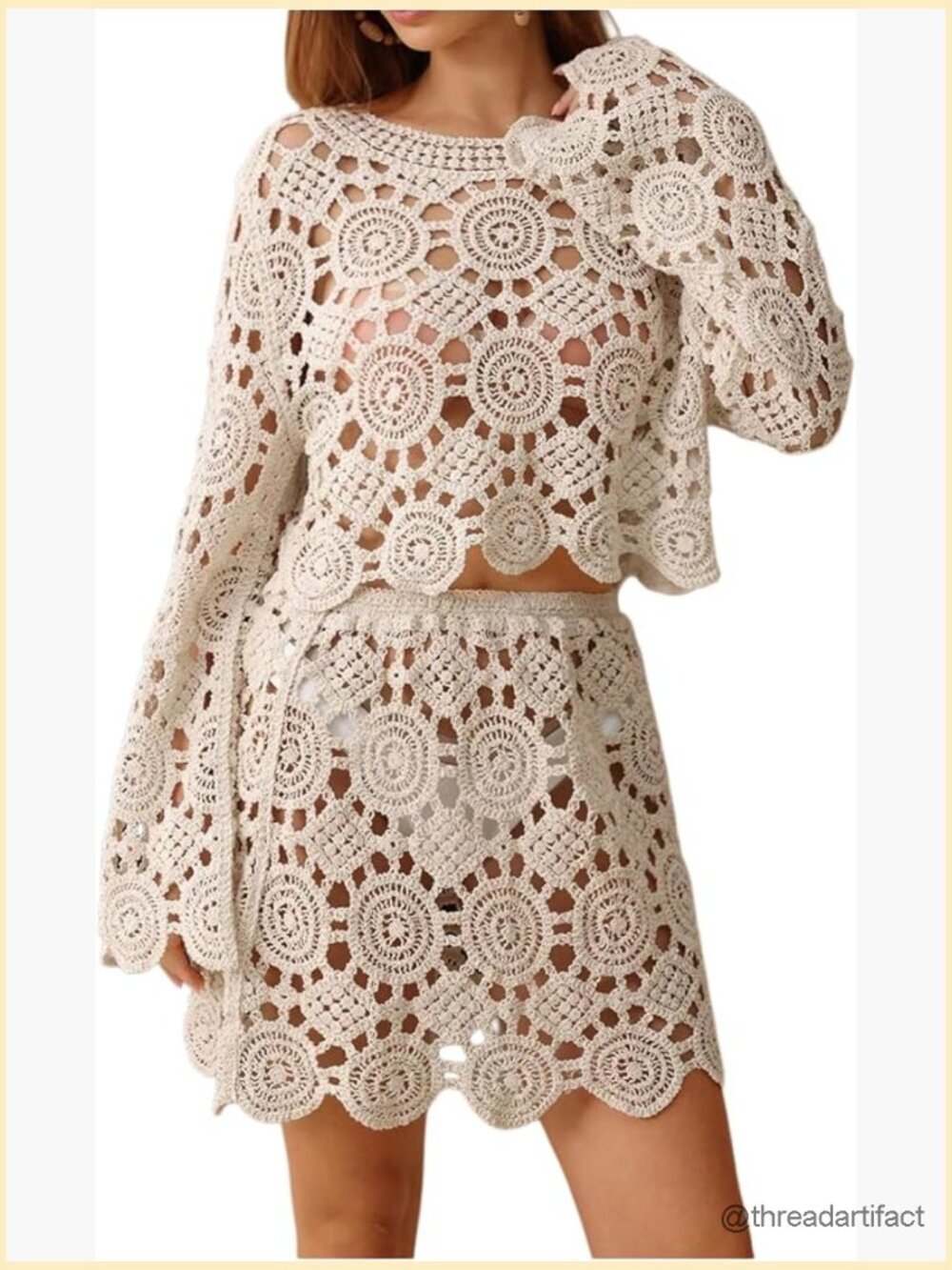Crochet Swim Cover Up Skirt Hollow Out Sheer Beach Bathing Suit Coverup
